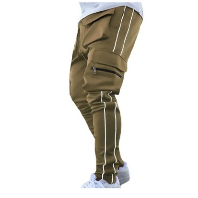 Pantalones cargo de marca de moda para hombre, pantalones deportivos nuevos de primavera y otoño y ocio, pantalones de entrenamiento para correr reflectantes nocturnos