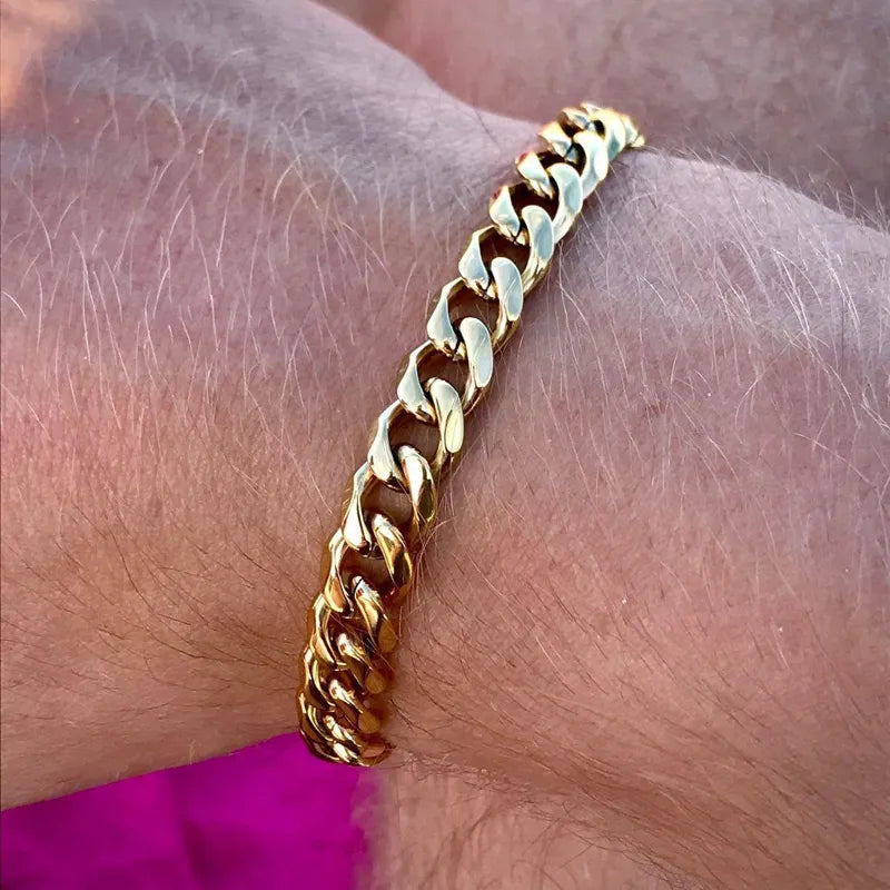 2022 nova moda cubana corrente masculina pulseira clássica de aço inoxidável 3/5/7mm largura corrente pulseira para homens feminino jóias presente