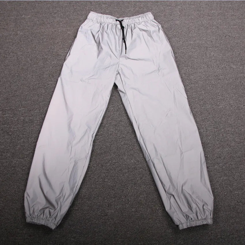 Pantalones de marca para hombre, pantalones reflectantes 3M fluorescentes 2023, pantalones de Hip Hop, pantalones deportivos informales con luz nocturna, pantalones de chándal para correr