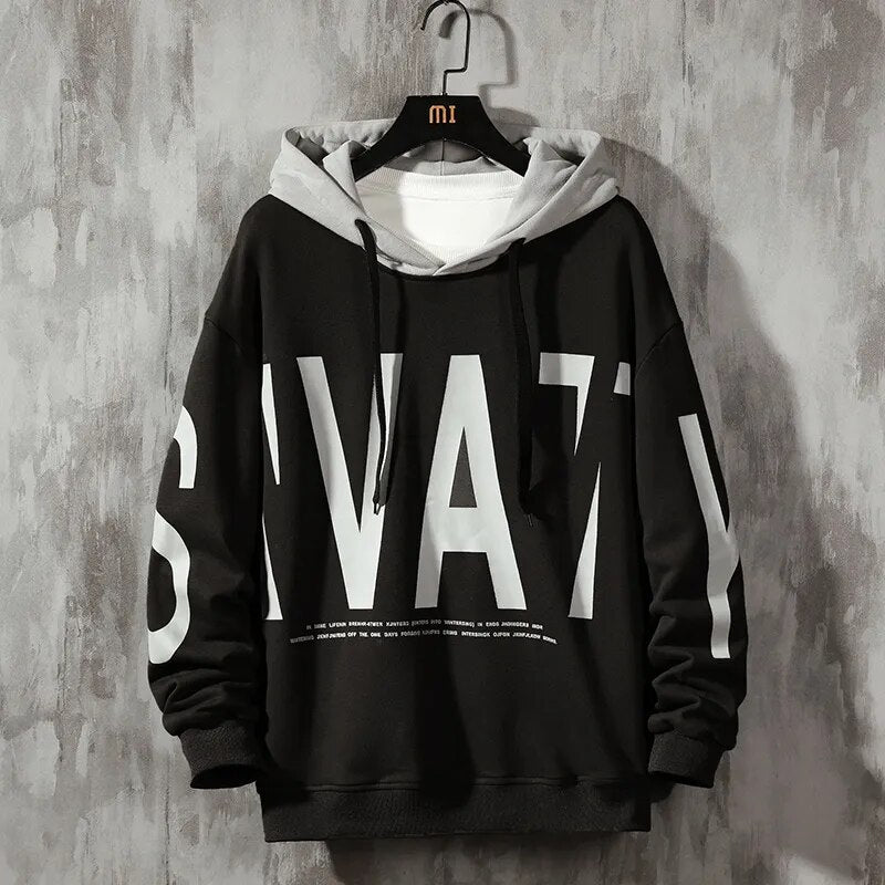 Hoodies dos homens streetwear masculino grande carta moletom homem outono inverno pullovers manga longa nova marca dos homens pulôver com capuz, za368