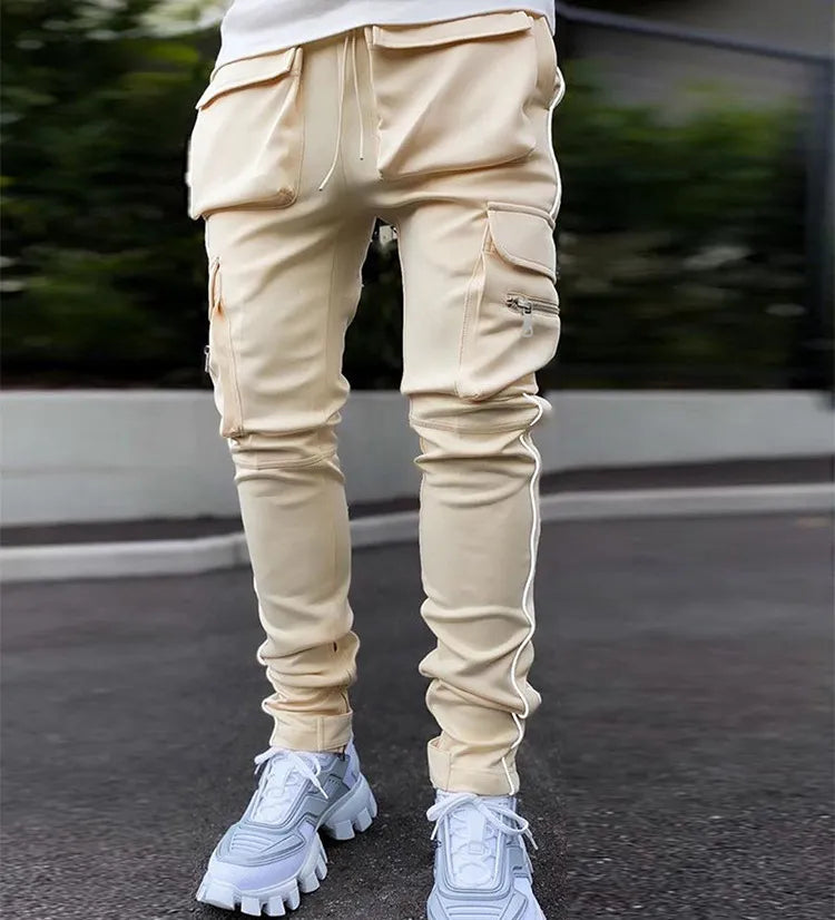 Pantalones cargo de marca de moda para hombre, pantalones deportivos nuevos de primavera y otoño y ocio, pantalones de entrenamiento para correr reflectantes nocturnos