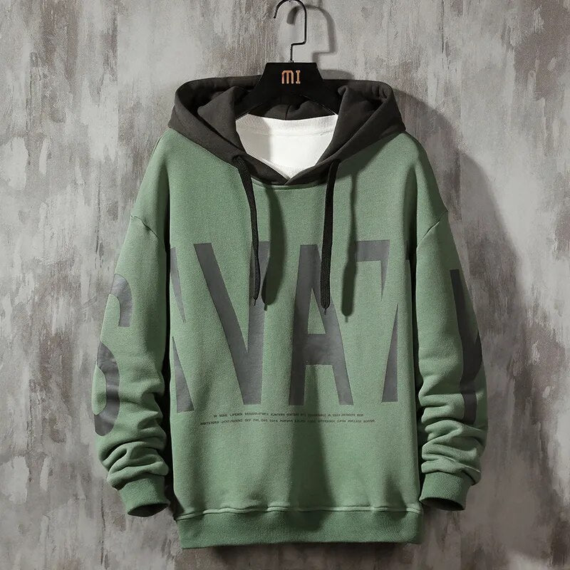 Hoodies dos homens streetwear masculino grande carta moletom homem outono inverno pullovers manga longa nova marca dos homens pulôver com capuz, za368