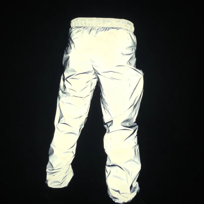 Pantalones de marca para hombre, pantalones reflectantes 3M fluorescentes 2023, pantalones de Hip Hop, pantalones deportivos informales con luz nocturna, pantalones de chándal para correr