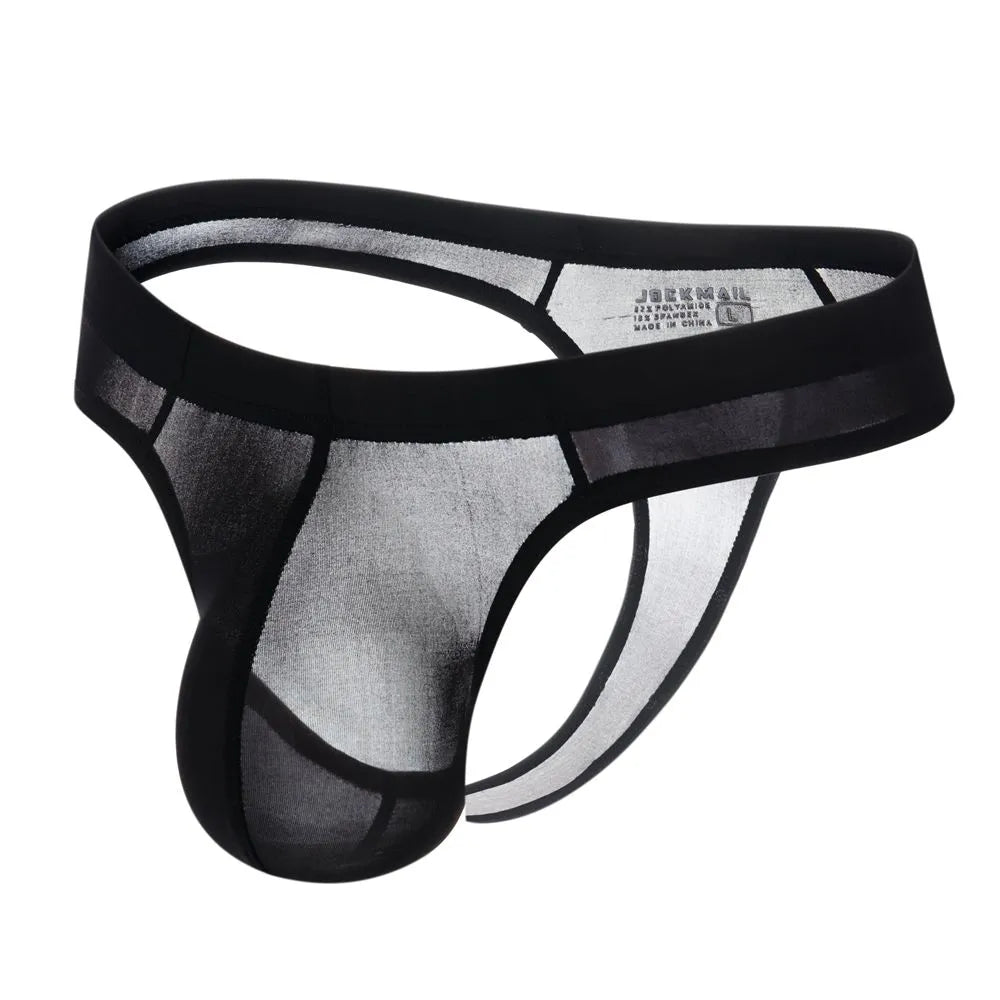 Transparente gelo seda ultra-fino tanga biquíni masculino roupa interior de náilon gay roupa interior sexy jockstrap g-string bikini briefs