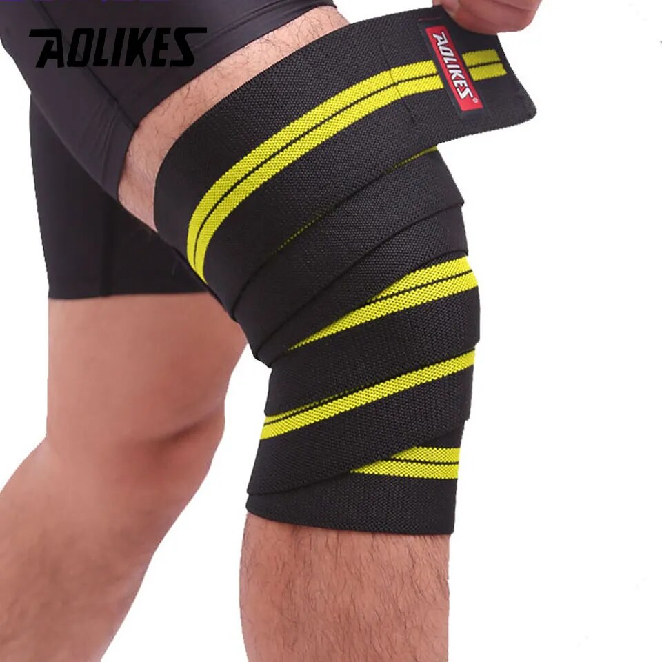 Aolikes 1 pçs 2m * 8cm cintas pressurizadas de fitness ginásio levantamento de peso perna joelho treinamento de compressão envolve ataduras elásticas