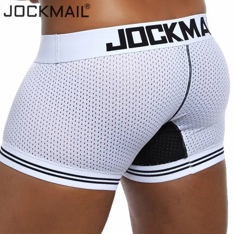 Marca JOCKMAIL, ropa interior Boxer para hombre, Boxers de malla transpirable para hombre, calzoncillos masculinos, bragas sexis de algodón, traje de hombre, bañadores, pantalón