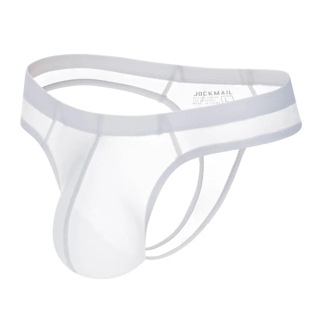 Transparente gelo seda ultra-fino tanga biquíni masculino roupa interior de náilon gay roupa interior sexy jockstrap g-string bikini briefs