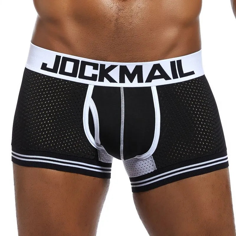 Marca JOCKMAIL, ropa interior Boxer para hombre, Boxers de malla transpirable para hombre, calzoncillos masculinos, bragas sexis de algodón, traje de hombre, bañadores, pantalón