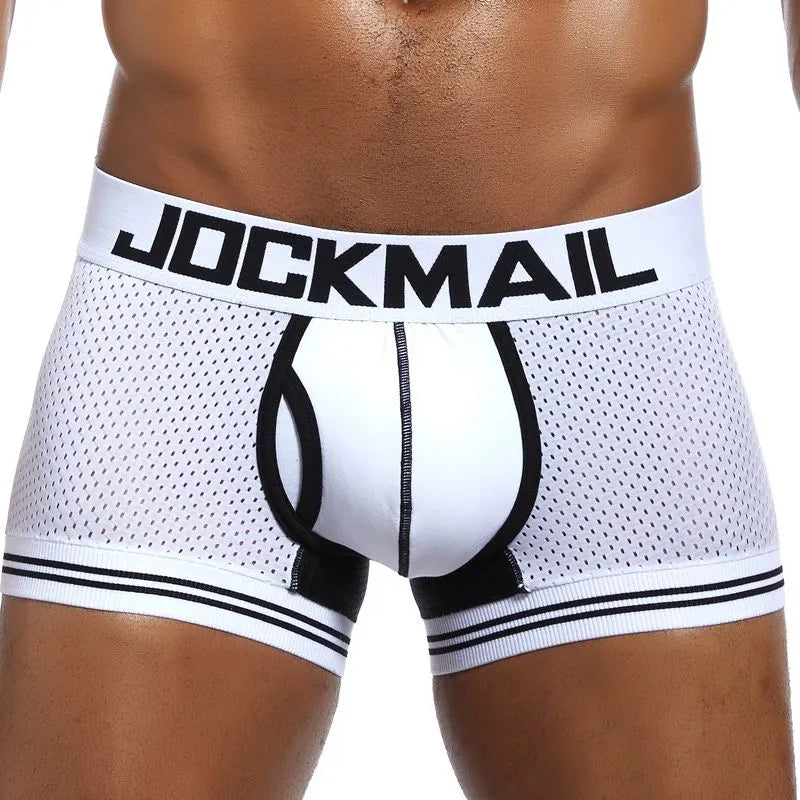 Marca JOCKMAIL, ropa interior Boxer para hombre, Boxers de malla transpirable para hombre, calzoncillos masculinos, bragas sexis de algodón, traje de hombre, bañadores, pantalón