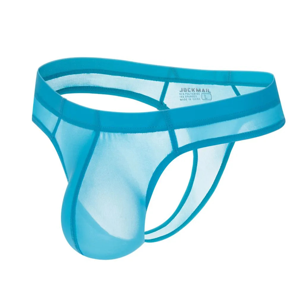 Transparente gelo seda ultra-fino tanga biquíni masculino roupa interior de náilon gay roupa interior sexy jockstrap g-string bikini briefs