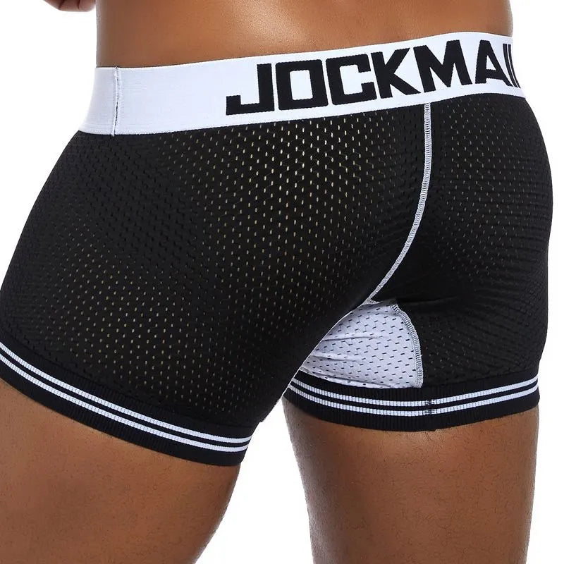 Marca JOCKMAIL, ropa interior Boxer para hombre, Boxers de malla transpirable para hombre, calzoncillos masculinos, bragas sexis de algodón, traje de hombre, bañadores, pantalón