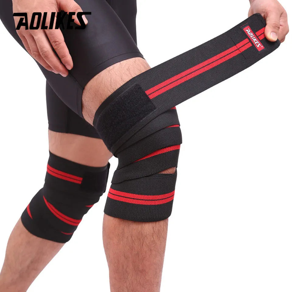 Aolikes 1 pçs 2m * 8cm cintas pressurizadas de fitness ginásio levantamento de peso perna joelho treinamento de compressão envolve ataduras elásticas