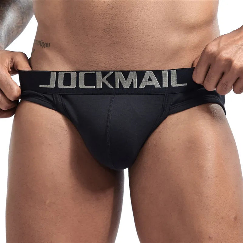 Jockmail sexy roupa interior masculina tanga hombre algodão gay roupa interior dos homens do biquíni cuecas macias dos homens cuecas shorts