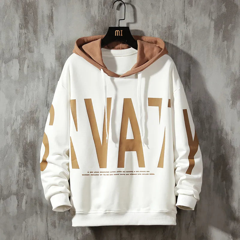 Hoodies dos homens streetwear masculino grande carta moletom homem outono inverno pullovers manga longa nova marca dos homens pulôver com capuz, za368