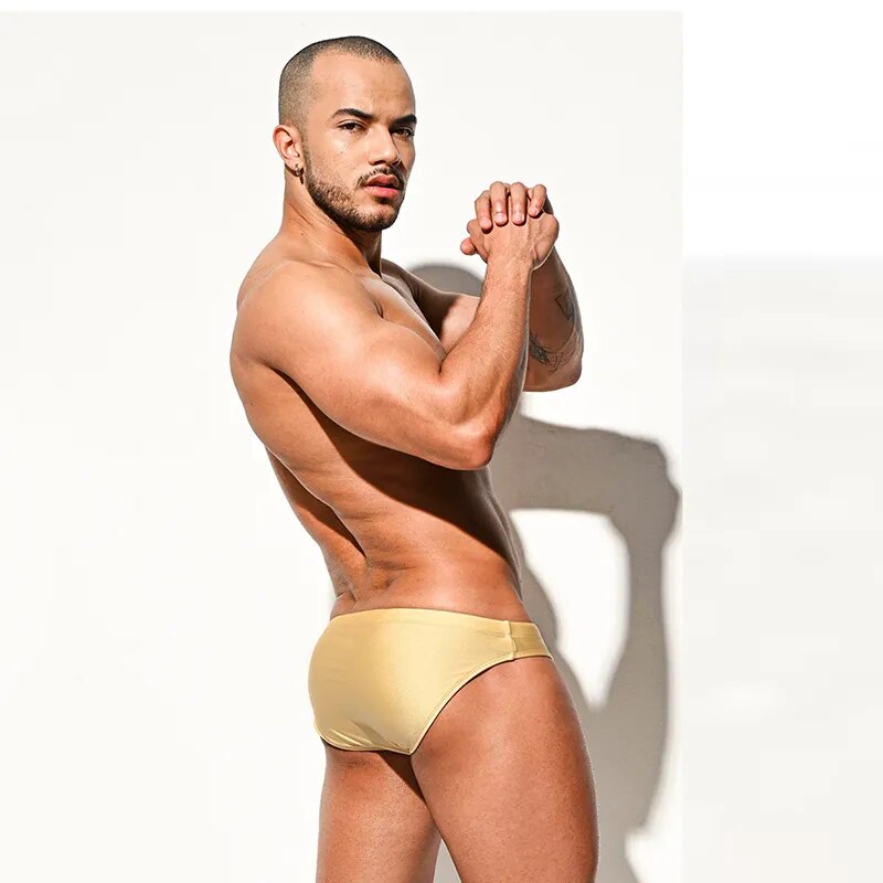 5 cores sólidas dos homens nadar curto secagem rápida roupa de banho masculino sexy treinamento troncos de natação shorts respirável surf beach wear