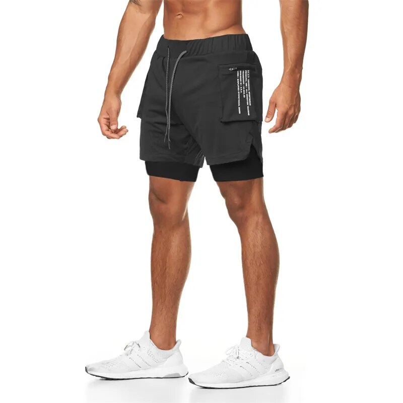 2022 shorts esportivos masculinos shorts de corrida de dois andares 2 em 1 praia bottoms verão ginásio treinamento de fitness jogging calças curtas