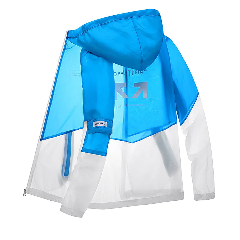 Abrigos de piel con protección UV para hombre, cortavientos fino con protector solar, chaqueta transpirable con cremallera y capucha, ropa de moda para hombre 2023