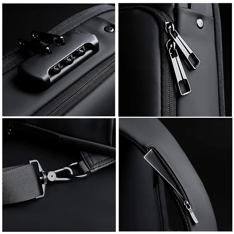 Bandolera Oxford antirrobo resistente al agua con USB para hombre, bandolera multifunción, bandolera de viaje corta, paquete de pecho para hombre