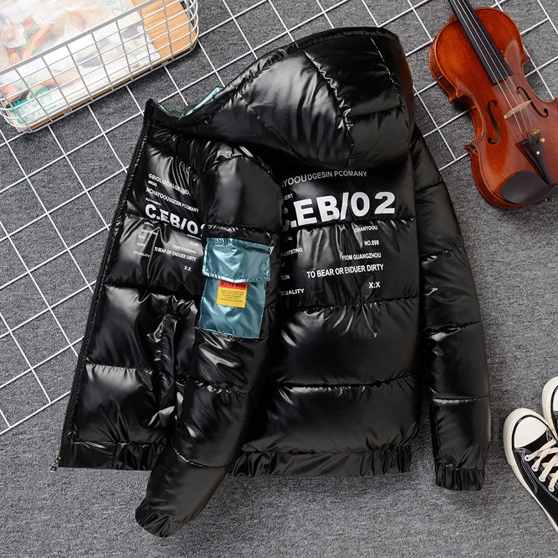 Parka impermeable para hombre, abrigo cálido de invierno, Parkas gruesas con cremallera, chaquetas brillantes informales para hombre 2022