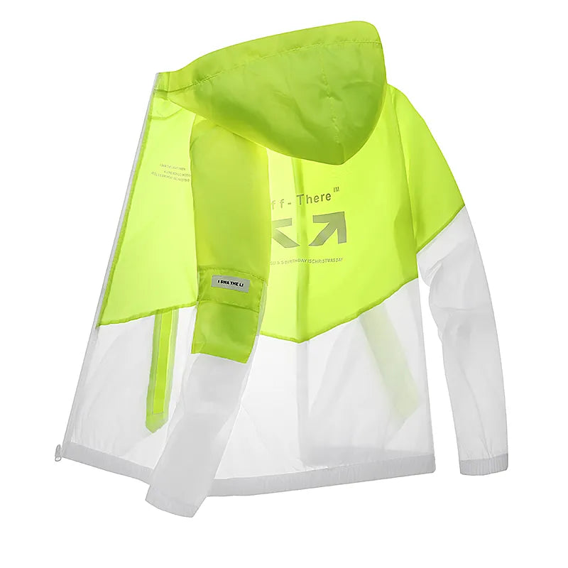 Abrigos de piel con protección UV para hombre, cortavientos fino con protector solar, chaqueta transpirable con cremallera y capucha, ropa de moda para hombre 2023