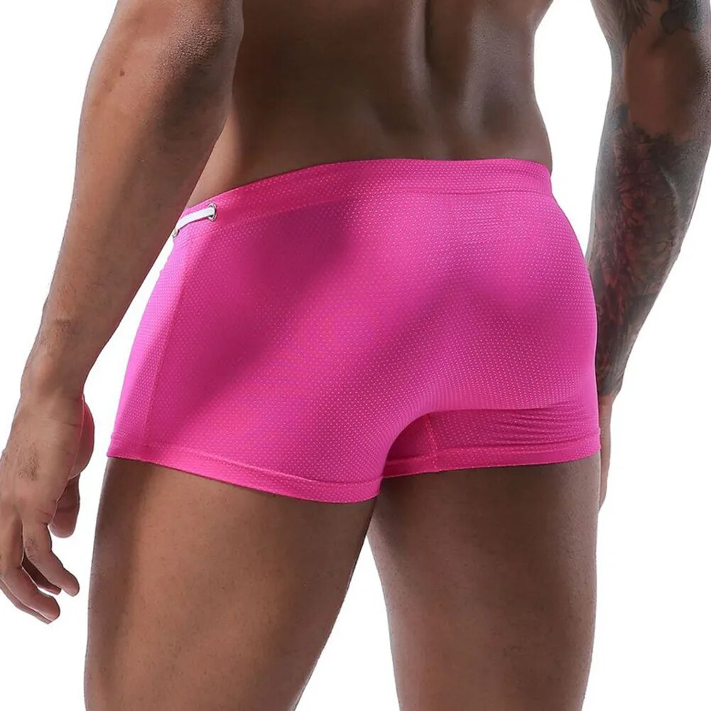 Maiô boxer briefs natação curto shorts de natação masculino sexy roupa de banho praia estiramento respirável troncos confortáveis ​​calças masculinas