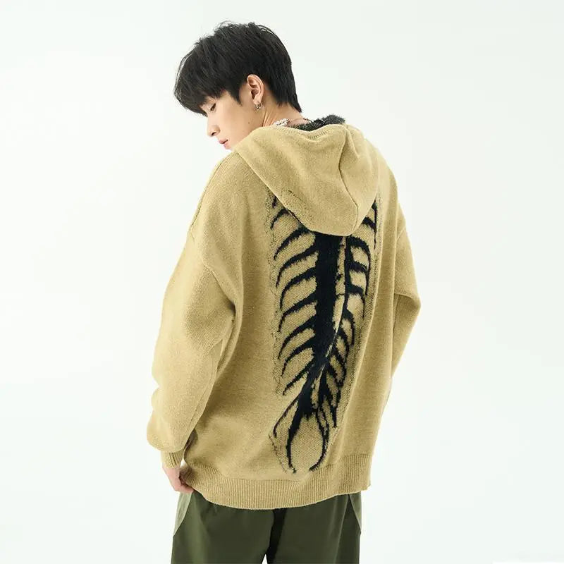 Suéteres holgados con capucha para hombre en invierno, suéter de punto americano, vibe de puerto, suéter para amantes de la calle, top de tendencia para pequeñas multitudes