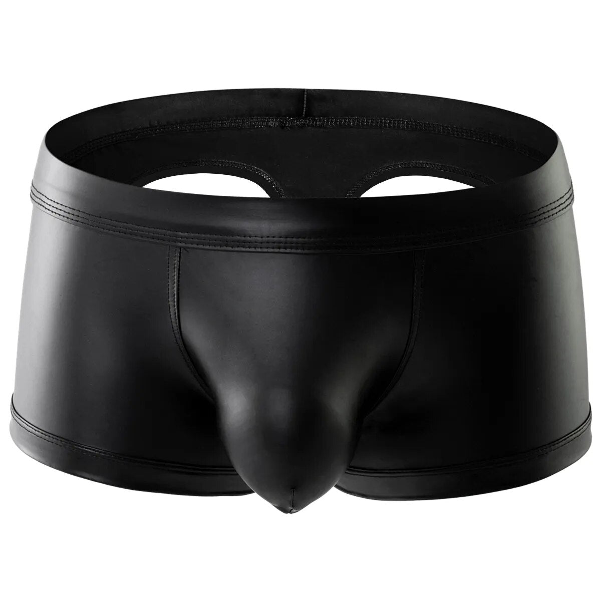 CLEVER-MENMODE Boxers para hombre, ropa interior de piel sintética, aspecto mojado, bragas sexis, trasero abierto, Tanga, calzoncillos, nalgas, Boxershorts para Club
