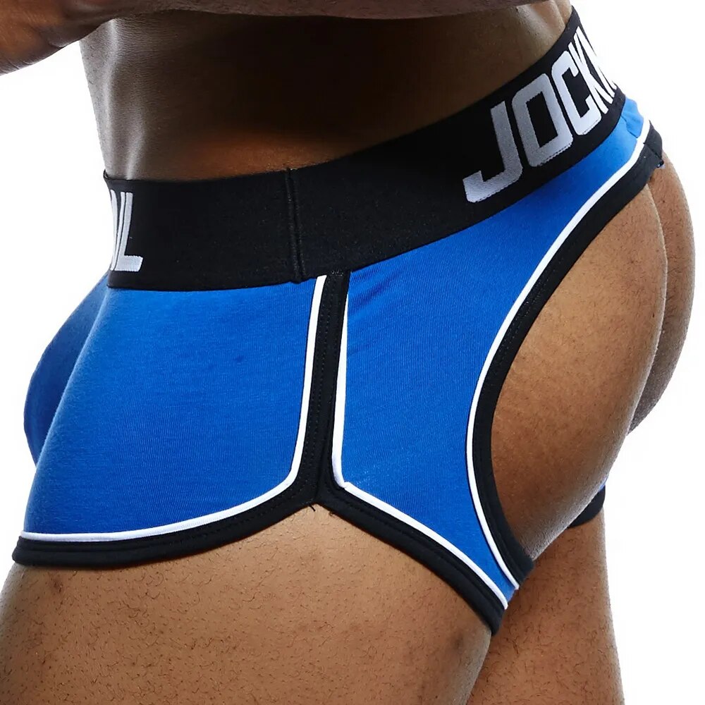 JOCKMAIL marca hombres ropa interior Boxer shorts espalda descubierta nalgas algodón Sexy espalda abierta hombre Gay calzoncillos suspensorio cuecas sissy baúl