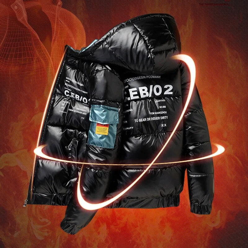 Parka impermeable para hombre, abrigo cálido de invierno, Parkas gruesas con cremallera, chaquetas brillantes informales para hombre 2022