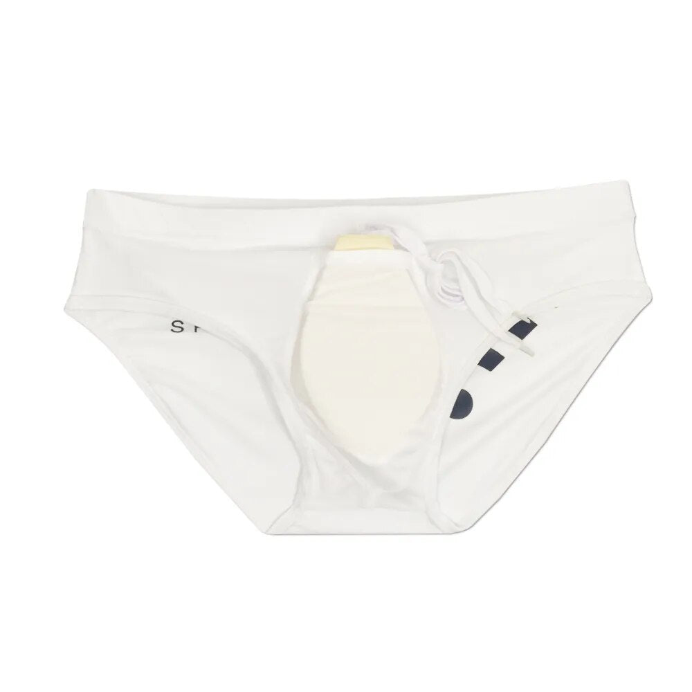 Marca terno de natação usar briefs natação push-up cintura baixa branco wifi roupa de banho casual respirável calcinha masculino surf troncos