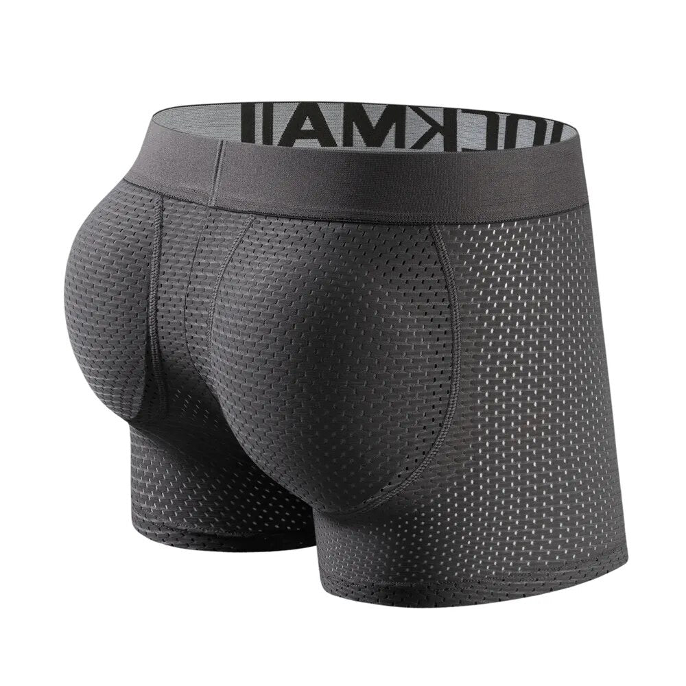 Jockmail 2 uds hombres Boxer acolchado ropa interior Gay Cuecas Sexy glúteos levantador malla trasero agrandar Push Up bolsa calzoncillos Hombre