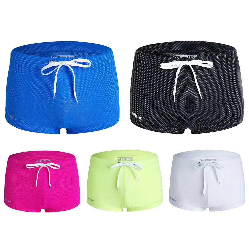 Maiô boxer briefs natação curto shorts de natação masculino sexy roupa de banho praia estiramento respirável troncos confortáveis ​​calças masculinas