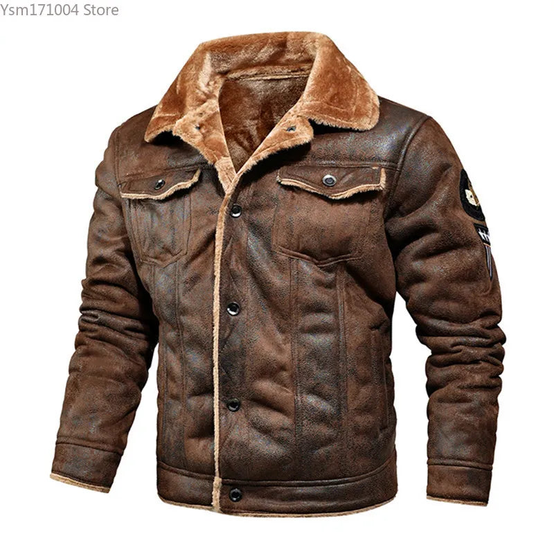 Chaqueta de cuero gruesa de terciopelo de gran tamaño para hombre, chaqueta de cuero PU a la moda juvenil, talla M-4XL, otoño e invierno, 2023
