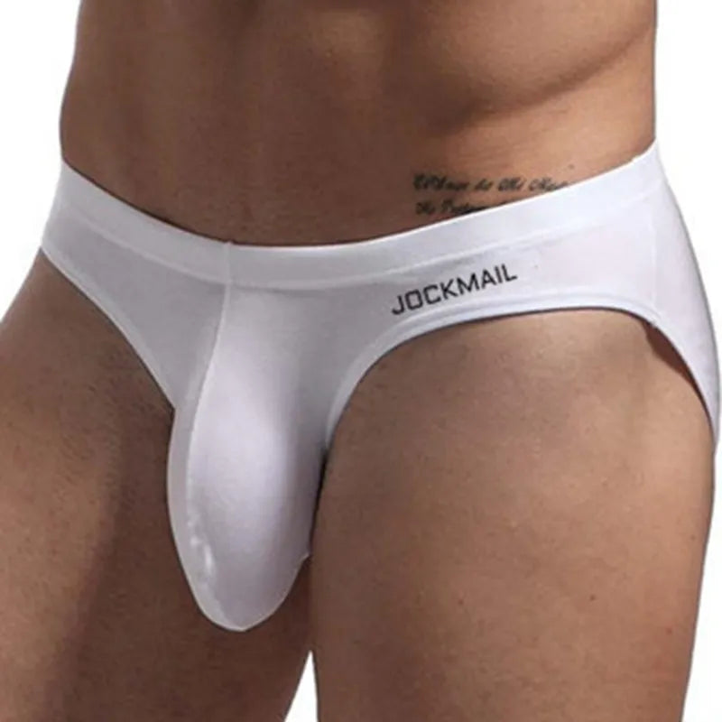 JOCKMAIL hombres ropa interior Sexy pene grande bolsa Bikin Briefs bragas Cuecas Masculinas Calzoncillos Hombre Slip Gay Sissy