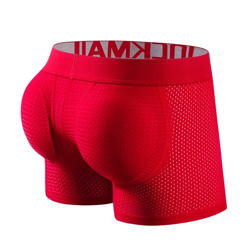 Jockmail 2 uds hombres Boxer acolchado ropa interior Gay Cuecas Sexy glúteos levantador malla trasero agrandar Push Up bolsa calzoncillos Hombre