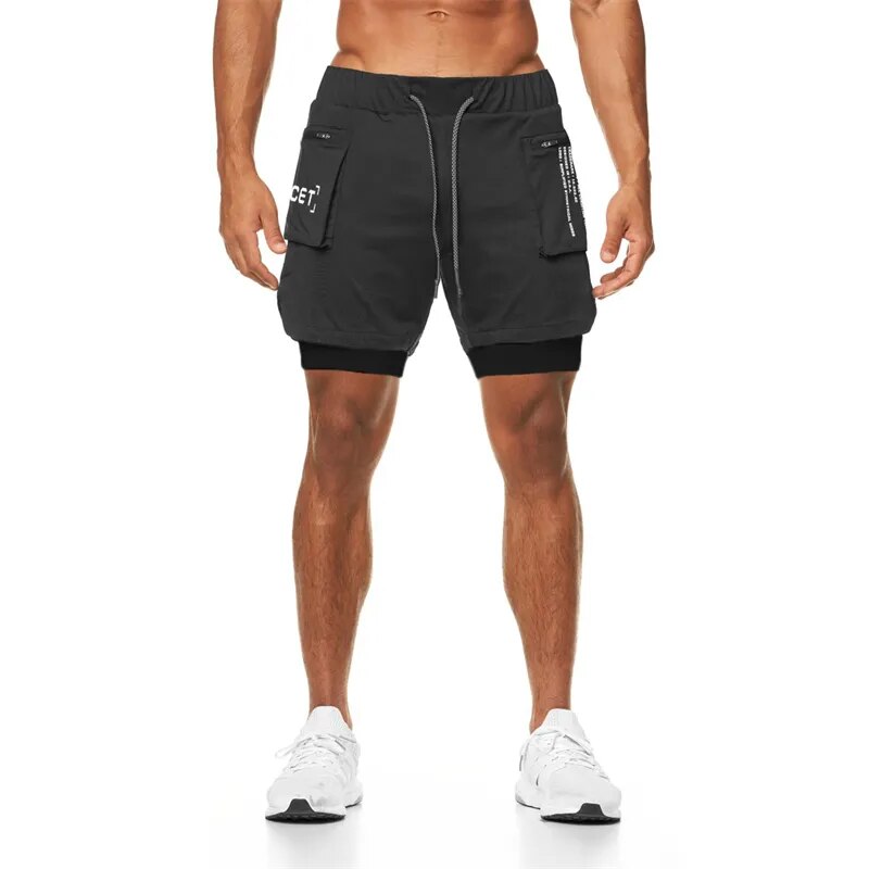 2022 shorts esportivos masculinos shorts de corrida de dois andares 2 em 1 praia bottoms verão ginásio treinamento de fitness jogging calças curtas