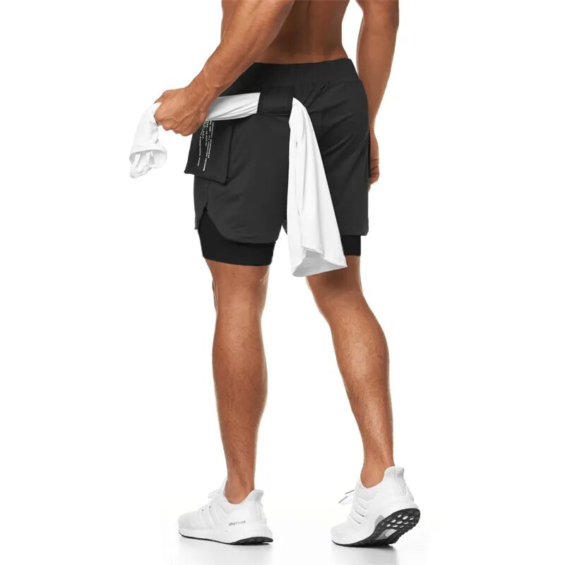 2022 shorts esportivos masculinos shorts de corrida de dois andares 2 em 1 praia bottoms verão ginásio treinamento de fitness jogging calças curtas
