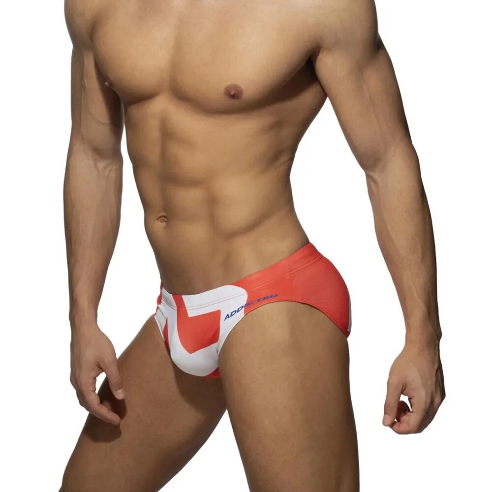 Impressão de roupa de banho masculina 2020 sexy verão maiô briefs cintura baixa bulge beach wear moda curto esporte homme nadar