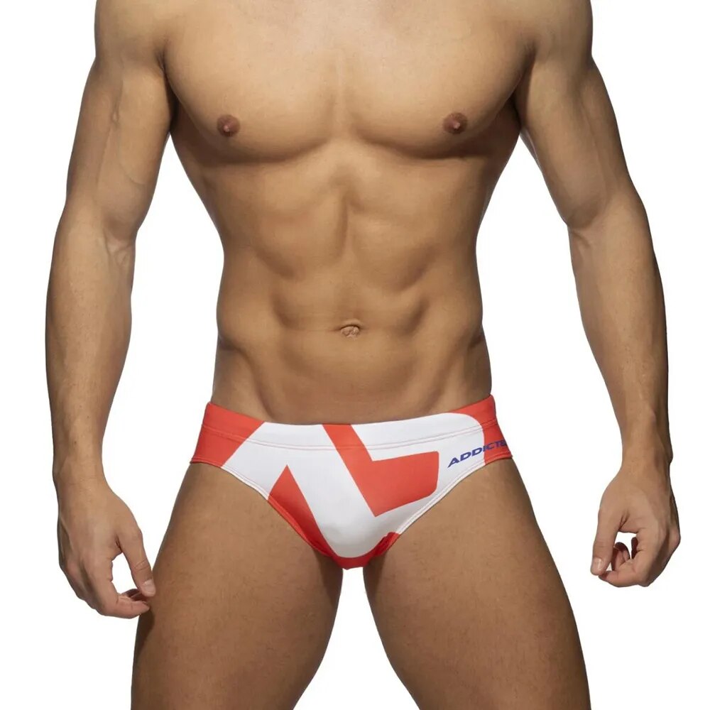 Impressão de roupa de banho masculina 2020 sexy verão maiô briefs cintura baixa bulge beach wear moda curto esporte homme nadar