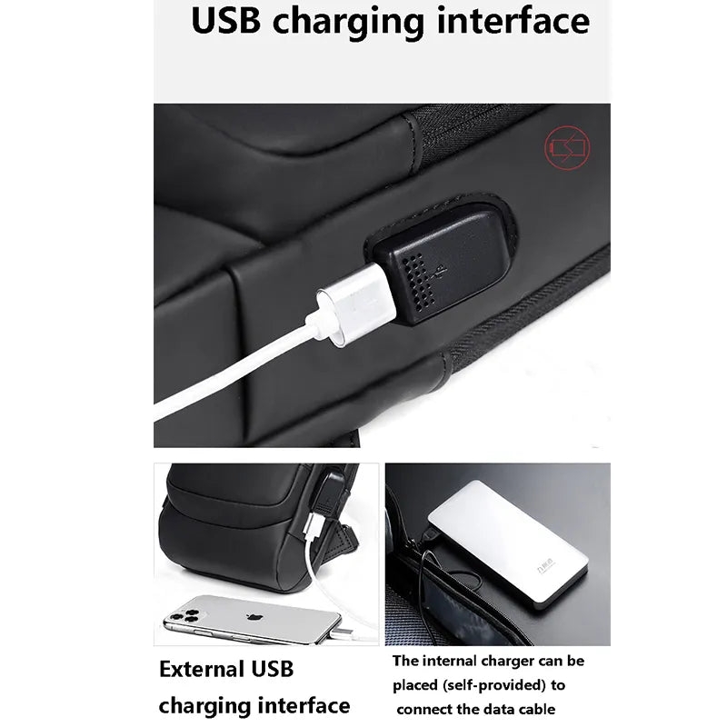 Bandolera Oxford antirrobo resistente al agua con USB para hombre, bandolera multifunción, bandolera de viaje corta, paquete de pecho para hombre