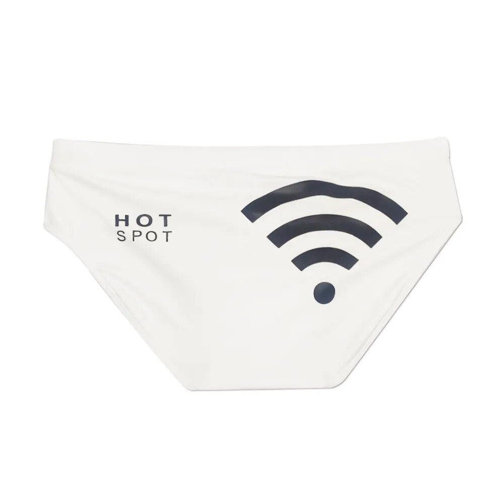 Marca terno de natação usar briefs natação push-up cintura baixa branco wifi roupa de banho casual respirável calcinha masculino surf troncos