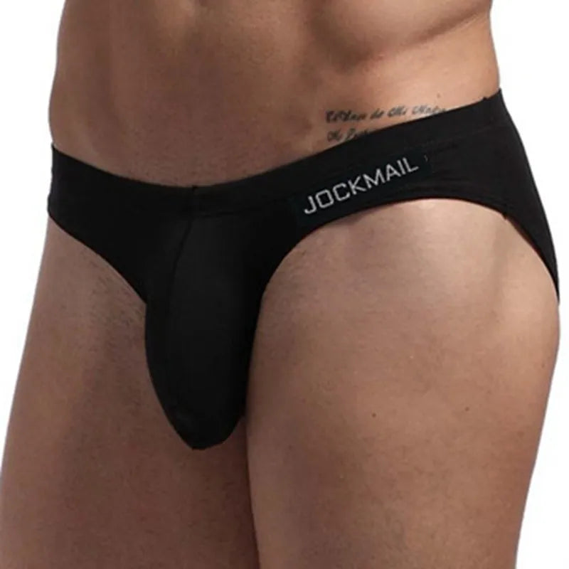 JOCKMAIL hombres ropa interior Sexy pene grande bolsa Bikin Briefs bragas Cuecas Masculinas Calzoncillos Hombre Slip Gay Sissy