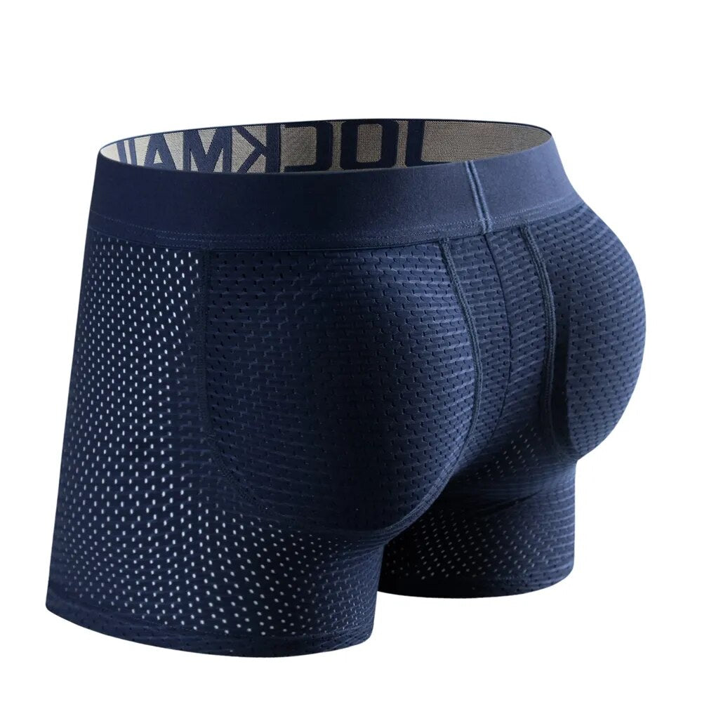 Jockmail 2 uds hombres Boxer acolchado ropa interior Gay Cuecas Sexy glúteos levantador malla trasero agrandar Push Up bolsa calzoncillos Hombre