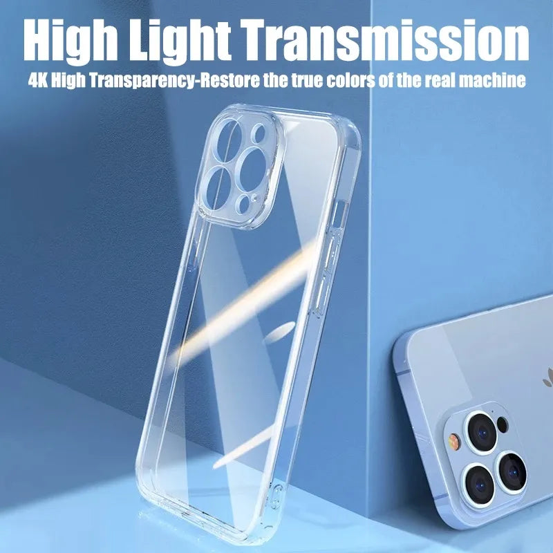 Funda transparente para teléfono iPhone 12 13 Pro Max Mini, funda trasera de silicona suave para iPhone 11 14 Pro XS Max XR X 8 7 15 Plus