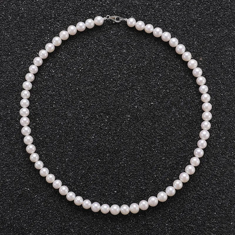 4/6/8/10mm contas na moda imitação de pérolas colar para homens feitos à mão clássico colar de pérolas gargantilha para homens mulheres jóias presente