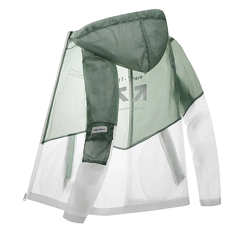 Abrigos de piel con protección UV para hombre, cortavientos fino con protector solar, chaqueta transpirable con cremallera y capucha, ropa de moda para hombre 2023