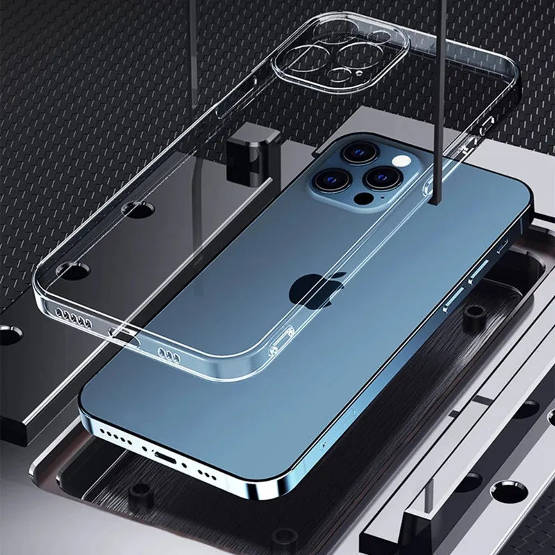 Funda transparente para teléfono iPhone 12 13 Pro Max Mini, funda trasera de silicona suave para iPhone 11 14 Pro XS Max XR X 8 7 15 Plus